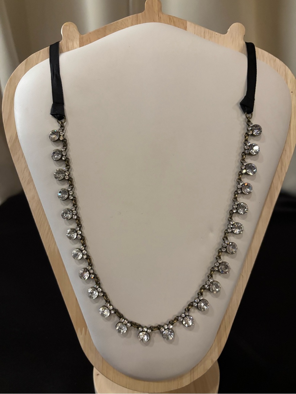 Crystal Drop Statement Necklace - Silver Tone